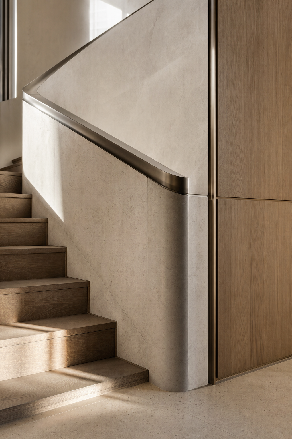 Architectural stair and material junction detail